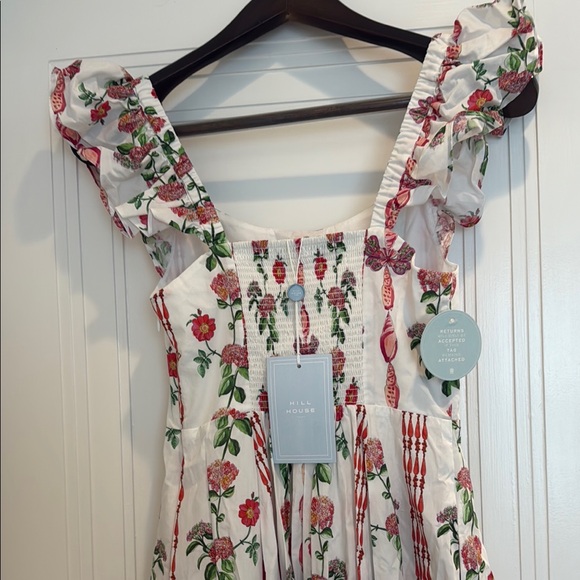 Hill House Floral Red and White Midi Dress NWT - Picture 6 of 7